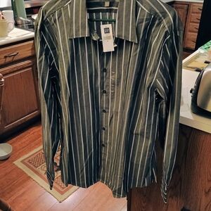 GAP Men's Green Striped Shirt